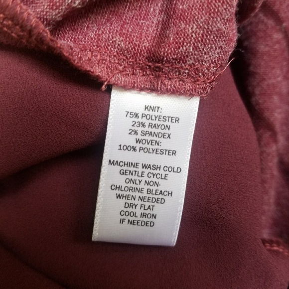 Loft Lounge thin knit maroon top sheer hem M - Picture 6 of 7